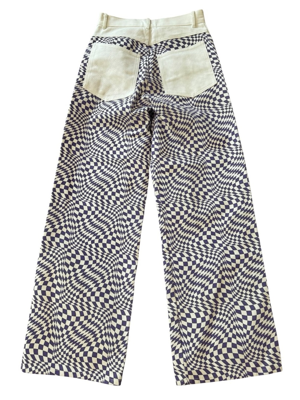 Lisa Says Gah Robyn Checkerboard Wide Leg Jeans 29 Psychedelic 70s Maximalist